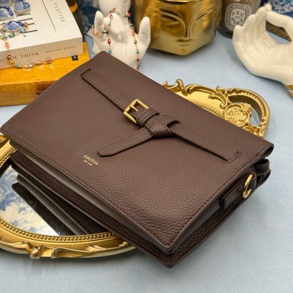 🆕 OROTON 🧿 NWOT Margot Crossbody, Brown Bear Pebble Leather - Picture 7 of 16